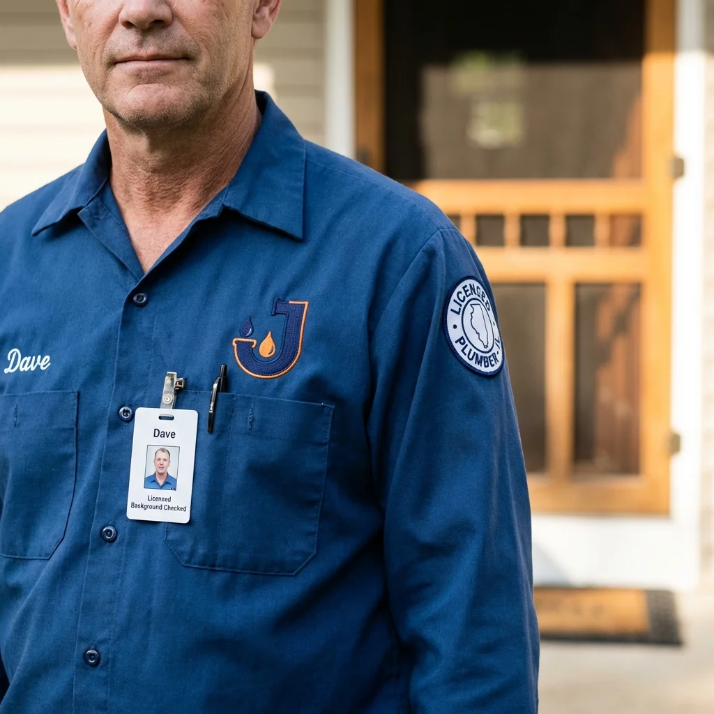 Licensed plumber showing ID badge in Kingsburg, CA