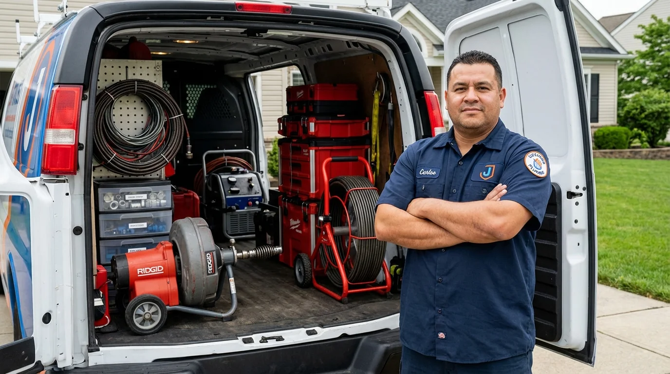 Professional drain cleaning equipment and Johns Plumbing LLC plumber in Kingsburg