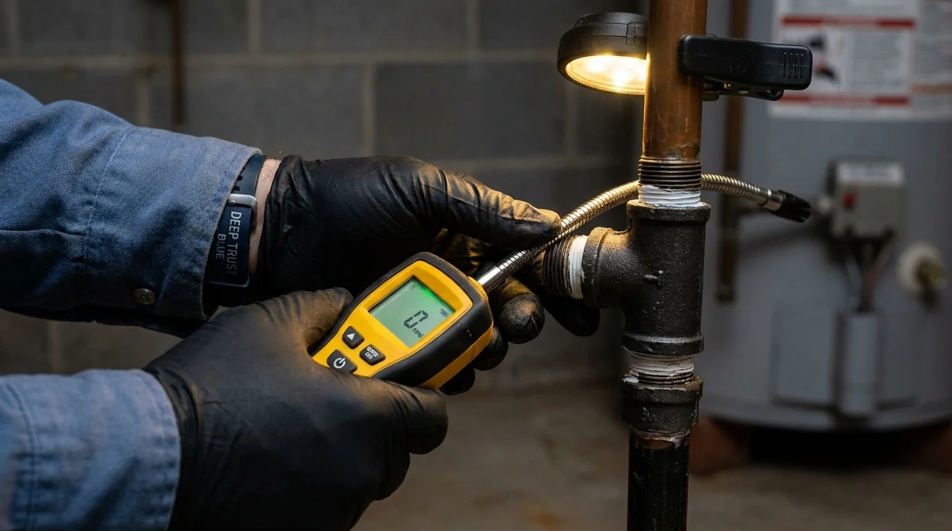 Gas leak detection with electronic sniffer by Johns Plumbing LLC in Kingsburg