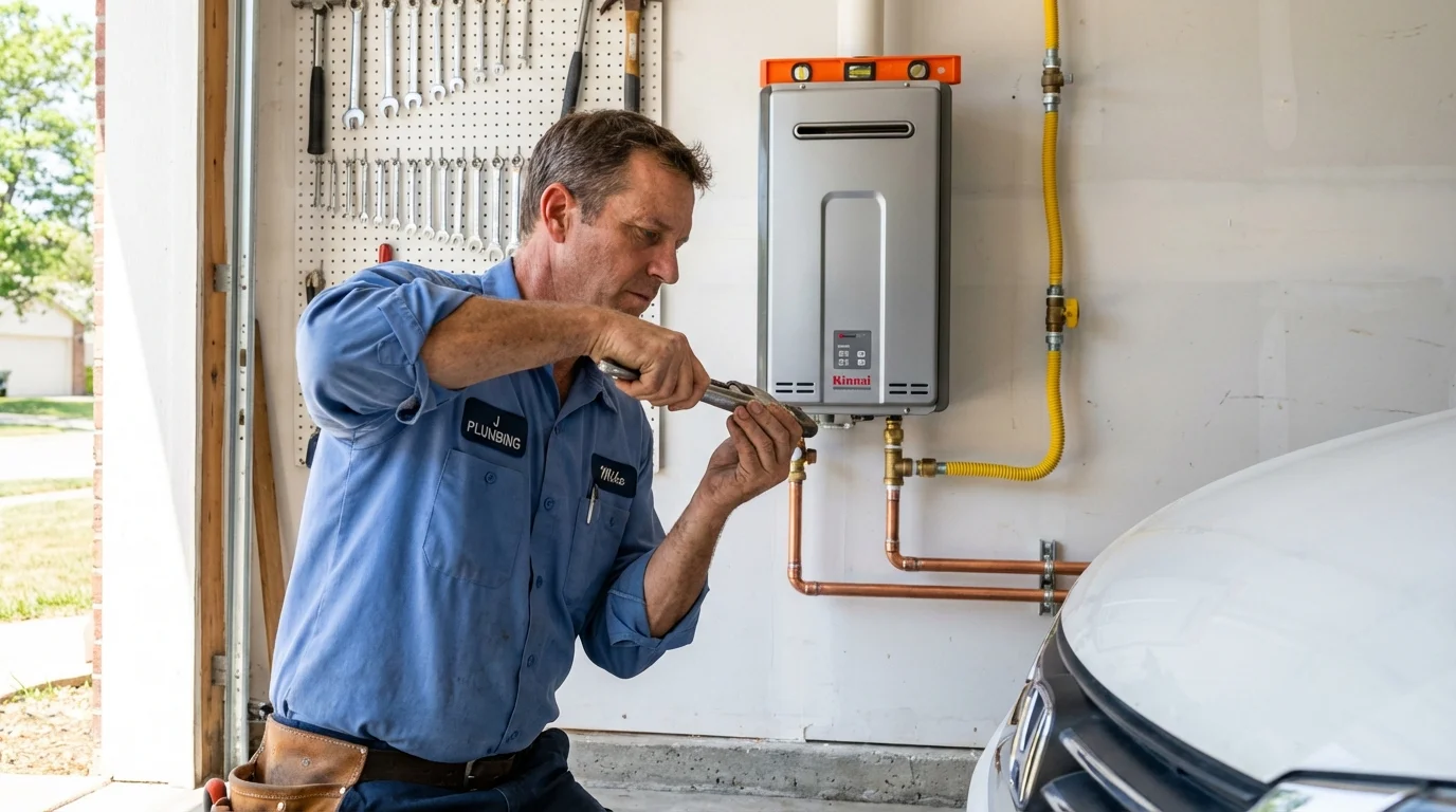 Tankless water heater installation by a Johns Plumbing LLC plumber in Kingsburg